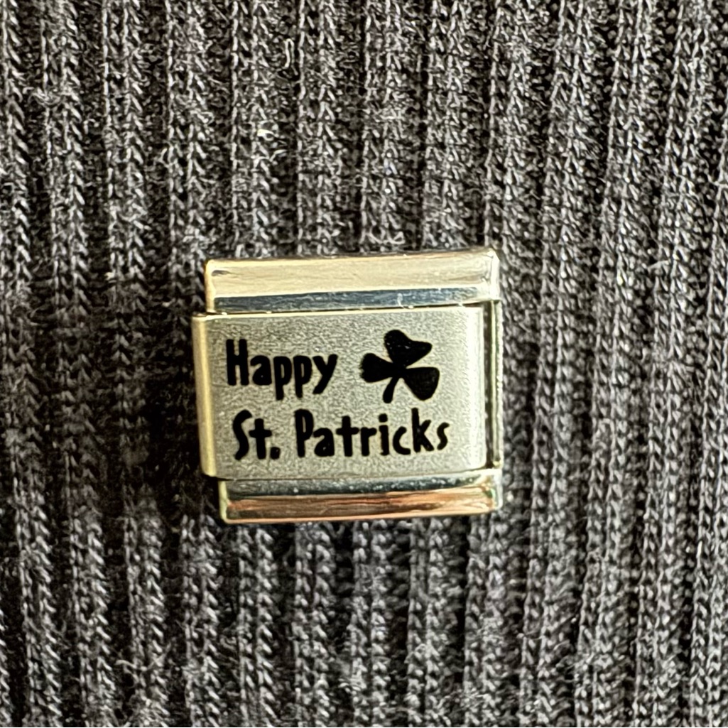Happy St Patrick’s Day 9mm Laser Engraved Charm For Bracelet Italian Nos Y2k